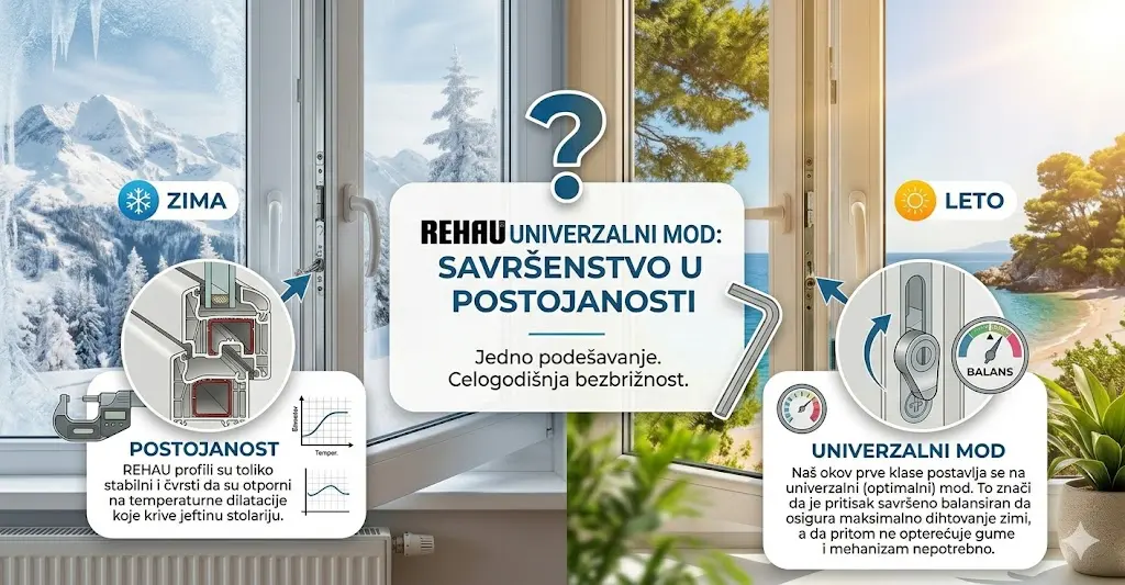 Postojanost REHAU profili su toliko stabilni i čvrsti da su otporni na temperaturne dilatacije koje krive jeftinu stolariju