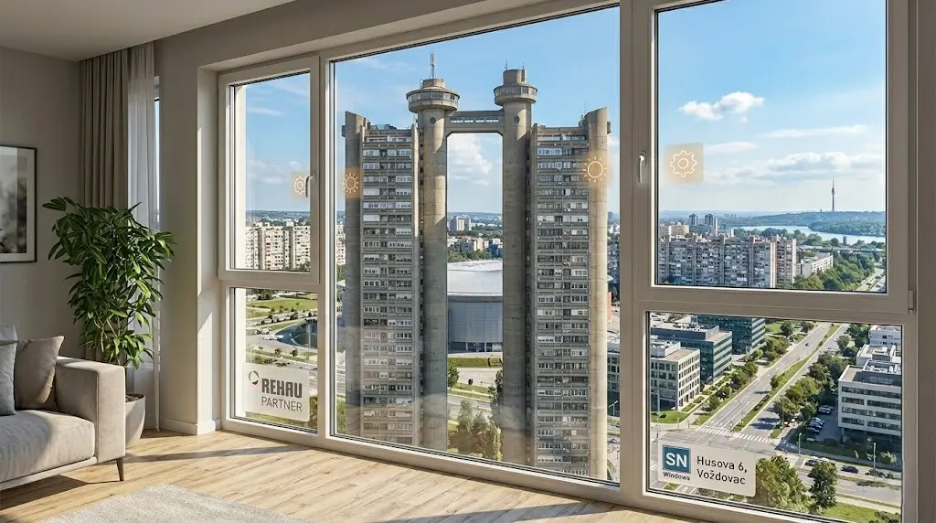 REHAU Synego prozori sa pogledom na Geneks kulu Novi Beograd